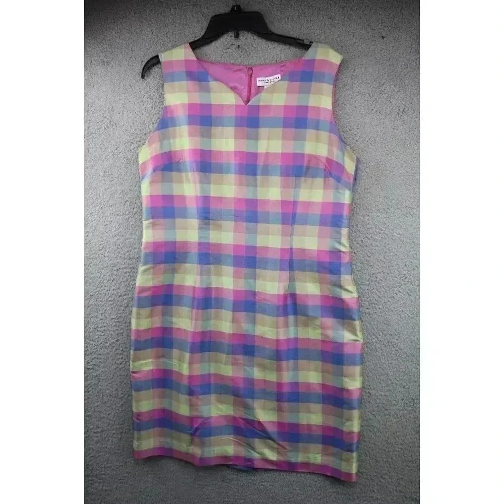 Vintage Pure & Simple "A Way of Life" 100% Silk Pastel Dress-Size 12